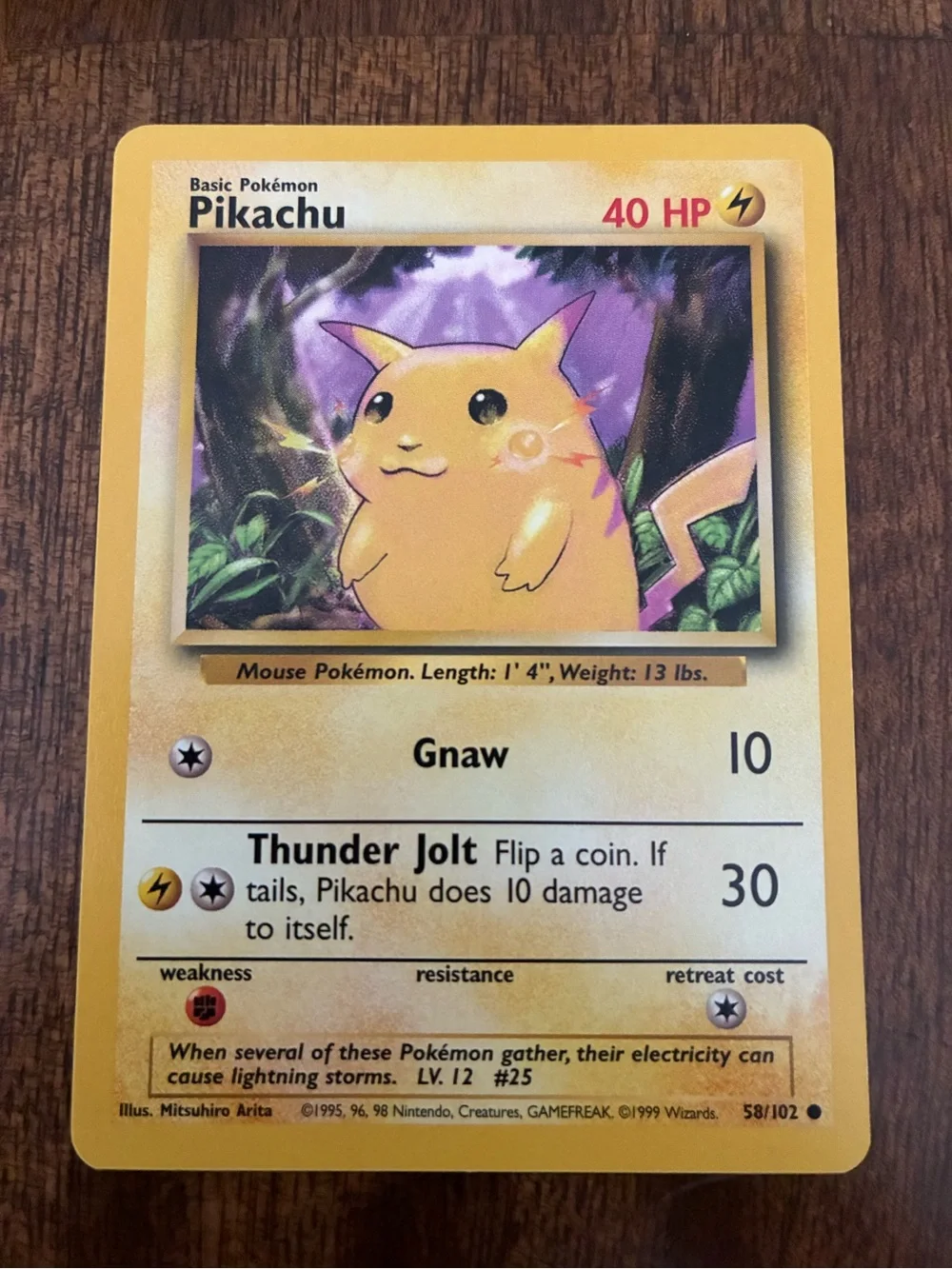 Pokémon TCG Pikachu 58/102 Trading Card — Yellow Collectible LP
